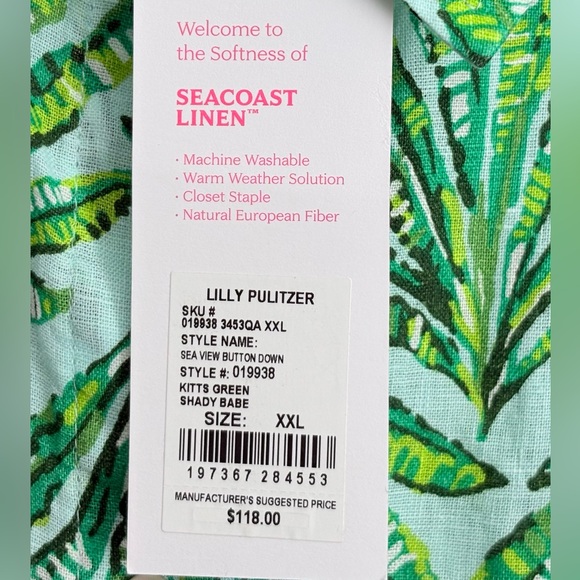 Lilly Pulitzer Green Floral Blouse, xxl - Picture 6 of 8
